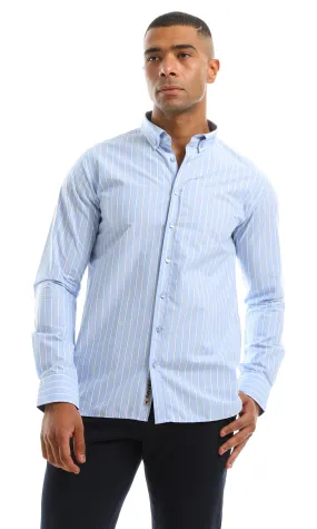 98175 Striped Blue Trendy Long Sleeves Shirt