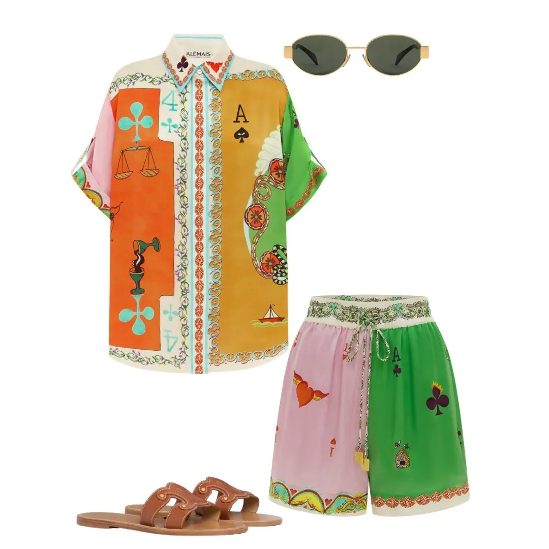 Alemais Rummy Silk Shirt and Short Set