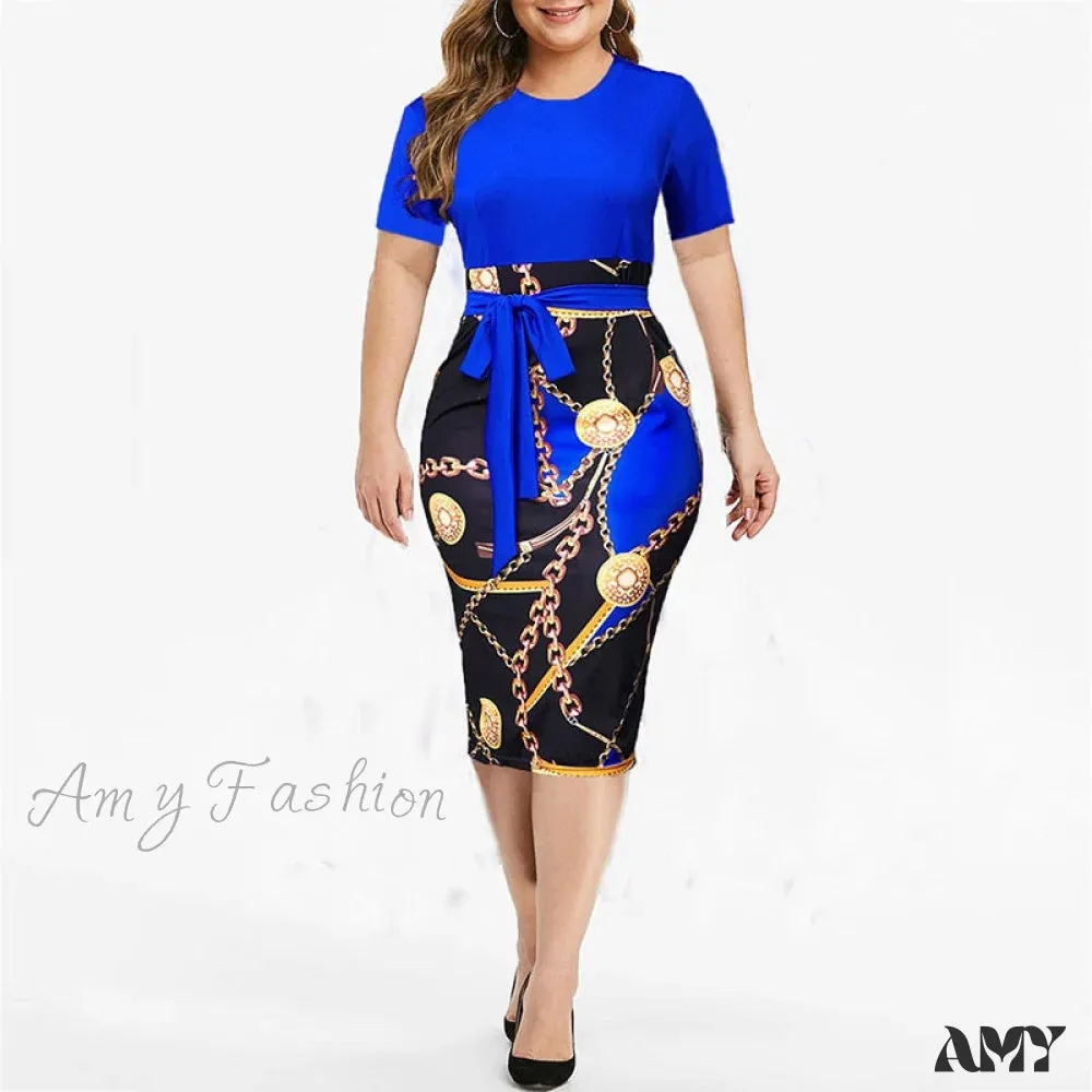 Amy Fashion - Short Sleeve Midi Elegant Dresses