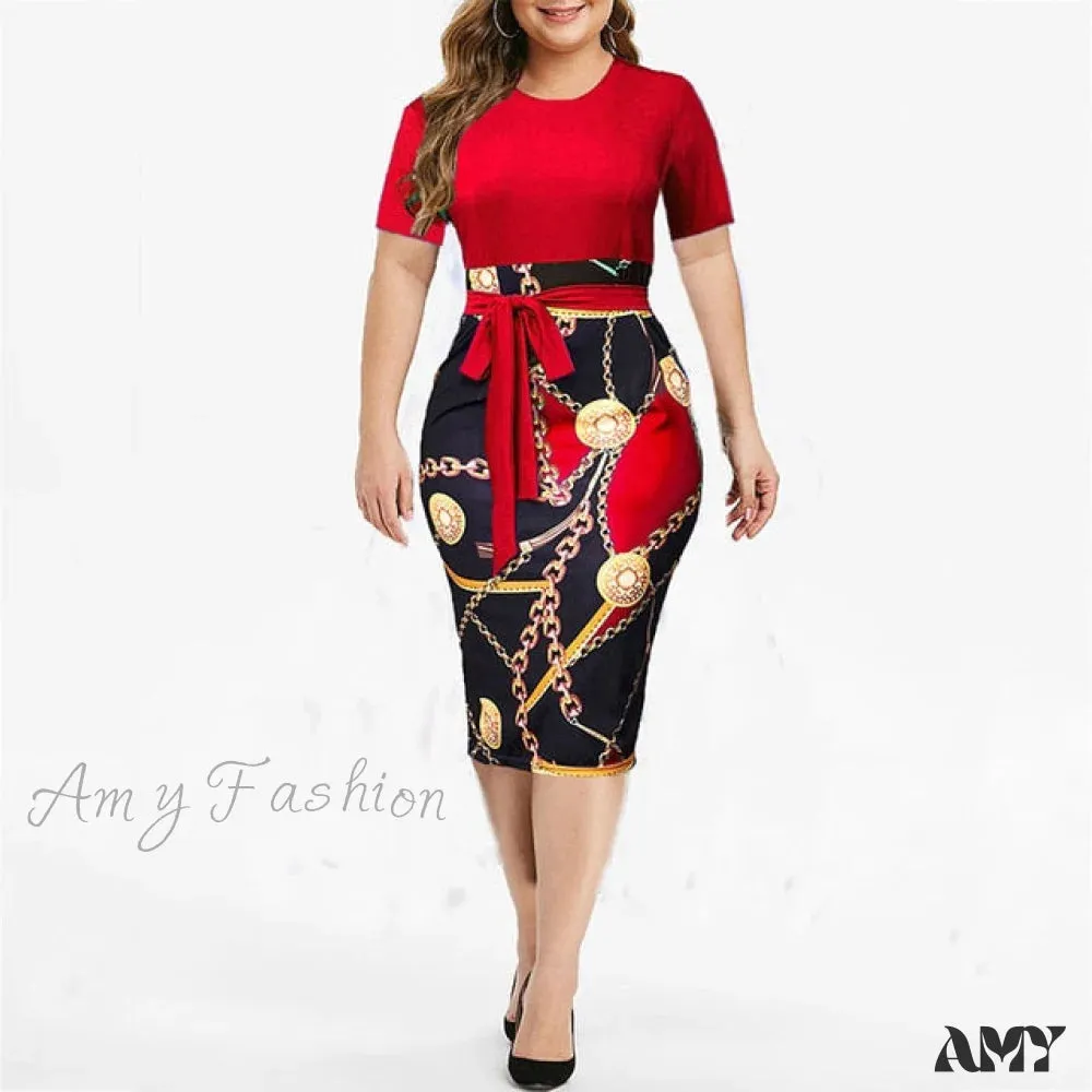 Amy Fashion - Short Sleeve Midi Elegant Dresses