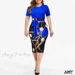 Amy Fashion - Short Sleeve Midi Elegant Dresses