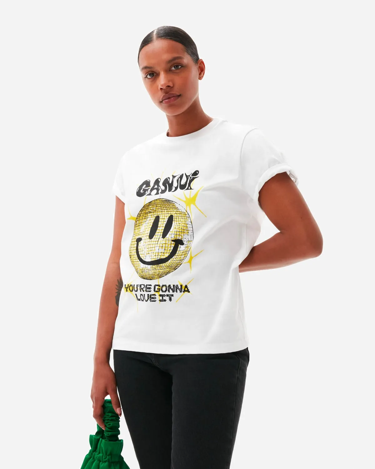 Basic Jersey Smiley Relaxed T-shirt - Bright White