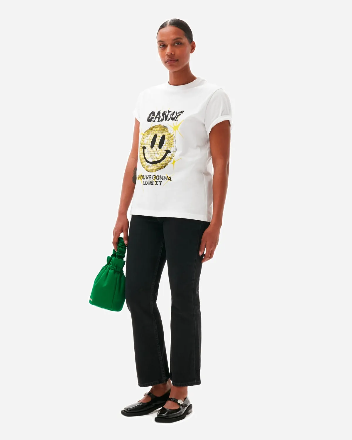 Basic Jersey Smiley Relaxed T-shirt - Bright White