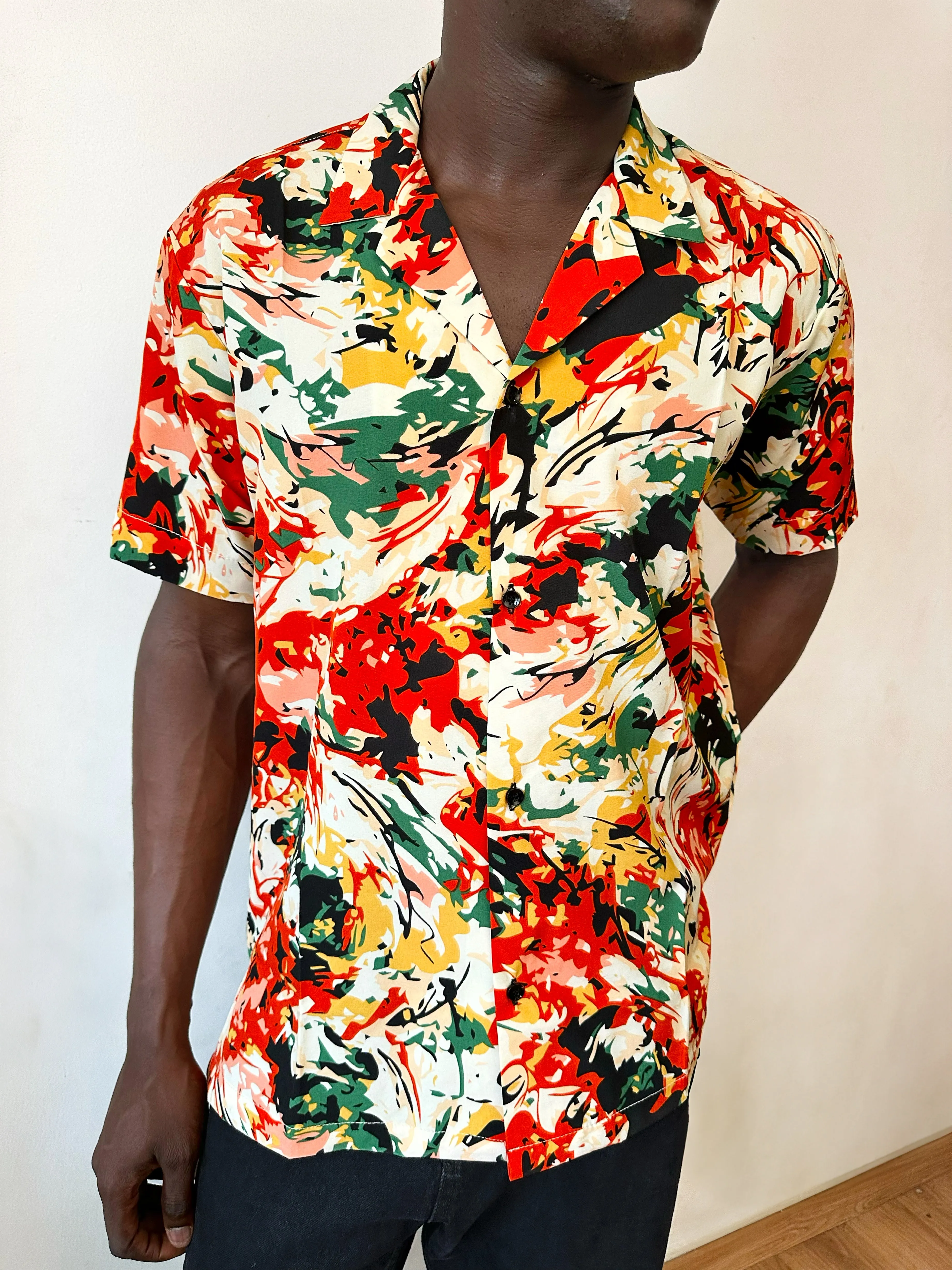 Callan Relaxed Abstract Splash Print Cuban Shirt