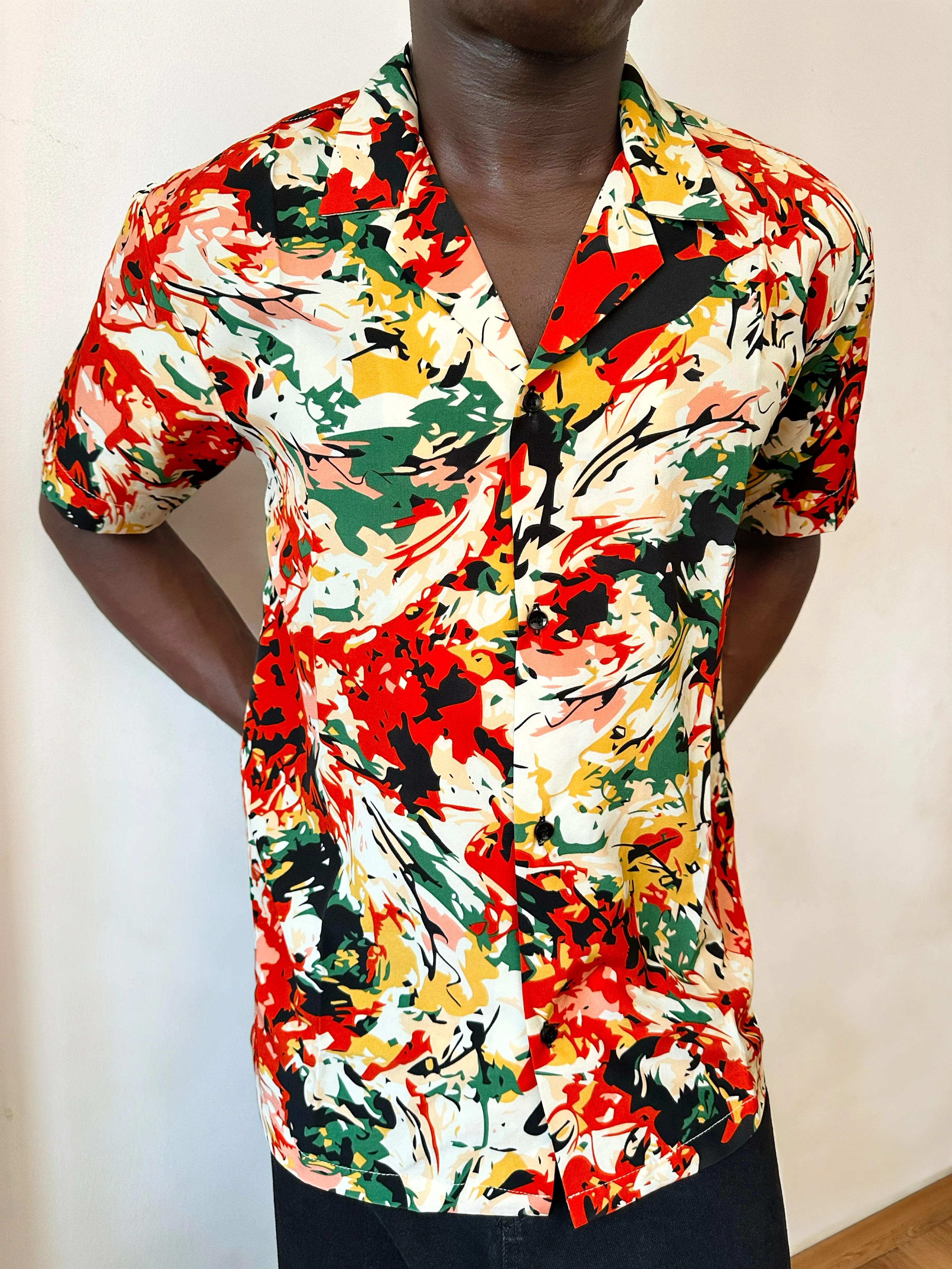 Callan Relaxed Abstract Splash Print Cuban Shirt