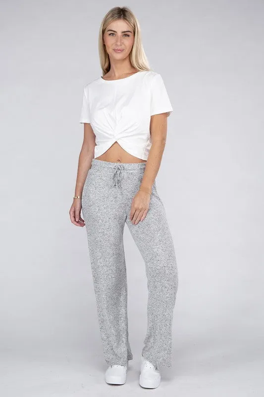 Casual Beige Cozy Terry Lounge Pants