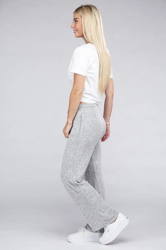 Casual Beige Cozy Terry Lounge Pants