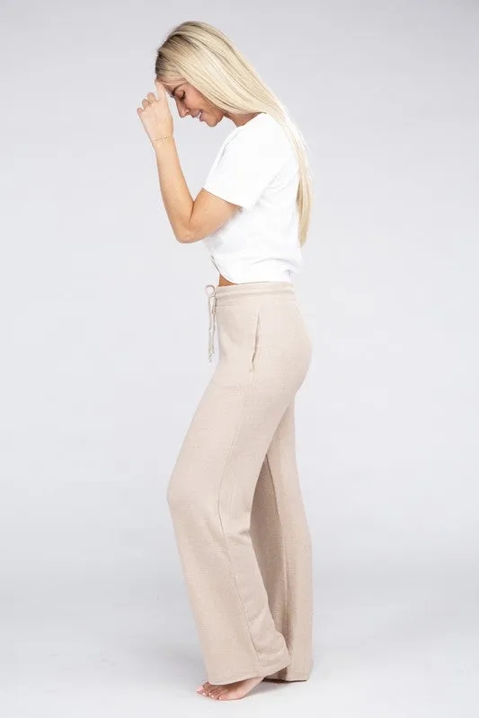 Casual Beige Cozy Terry Lounge Pants