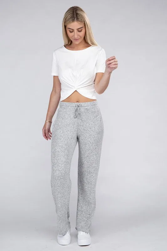 Casual Beige Cozy Terry Lounge Pants