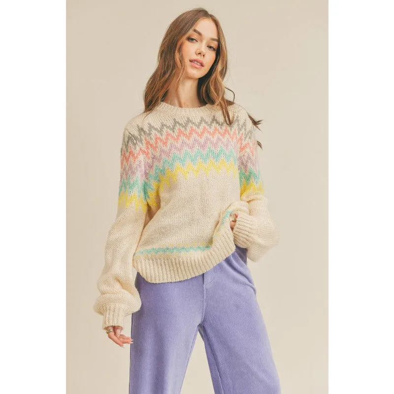 Colorful Zigzag Striped Knit Sweater