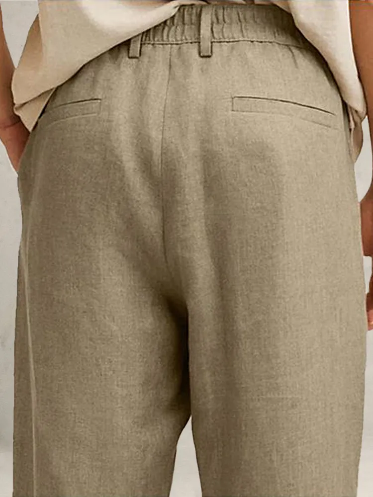 Cozy Solid Cotton Linen Pants