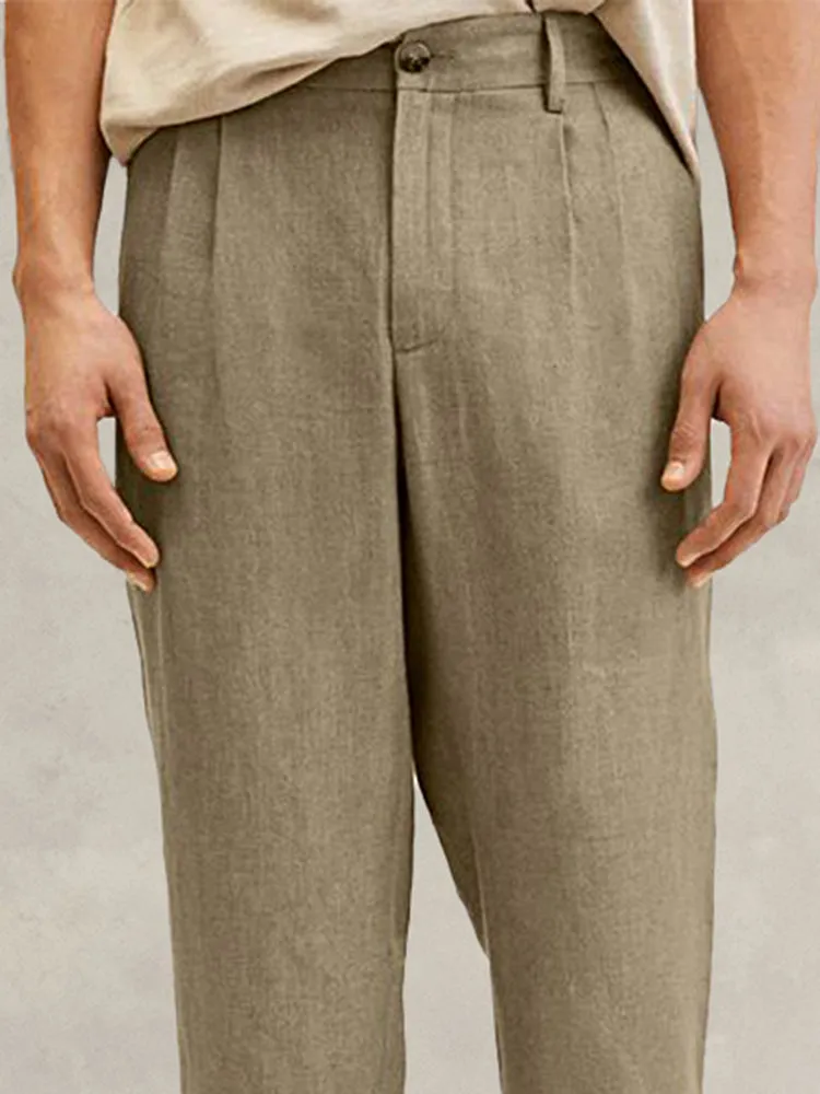 Cozy Solid Cotton Linen Pants