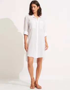 Crinkle Twill Beach Shirt - White