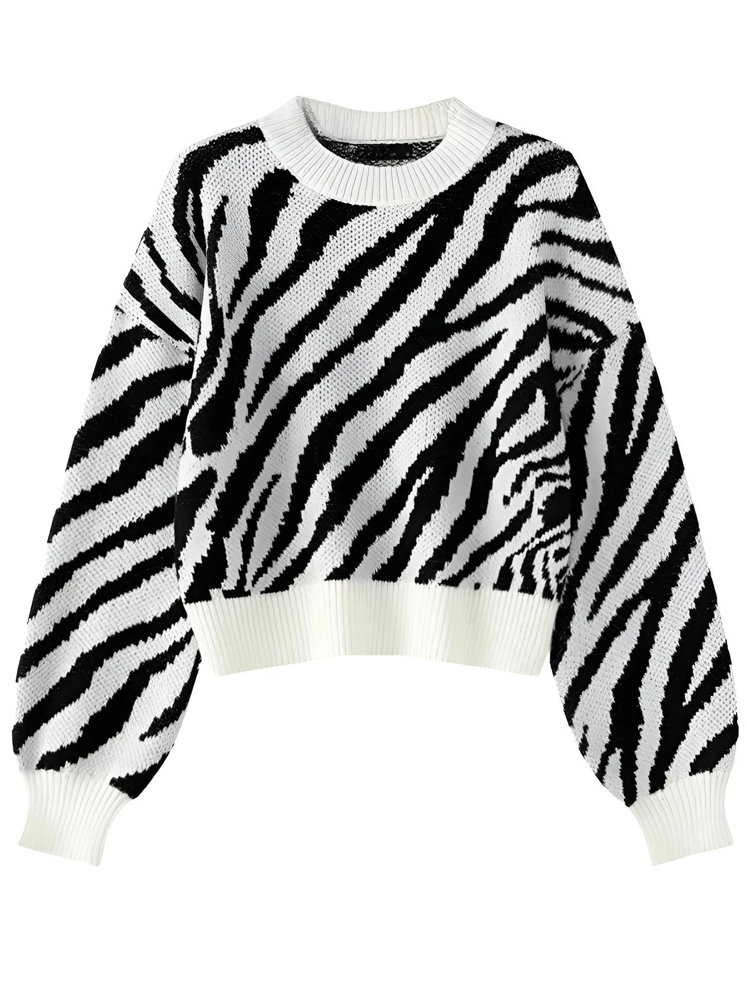 Fashion Women's Zebra Striped Sweater Stylish Sweaters Women Jumpers Casual Knit Loose Pullovers