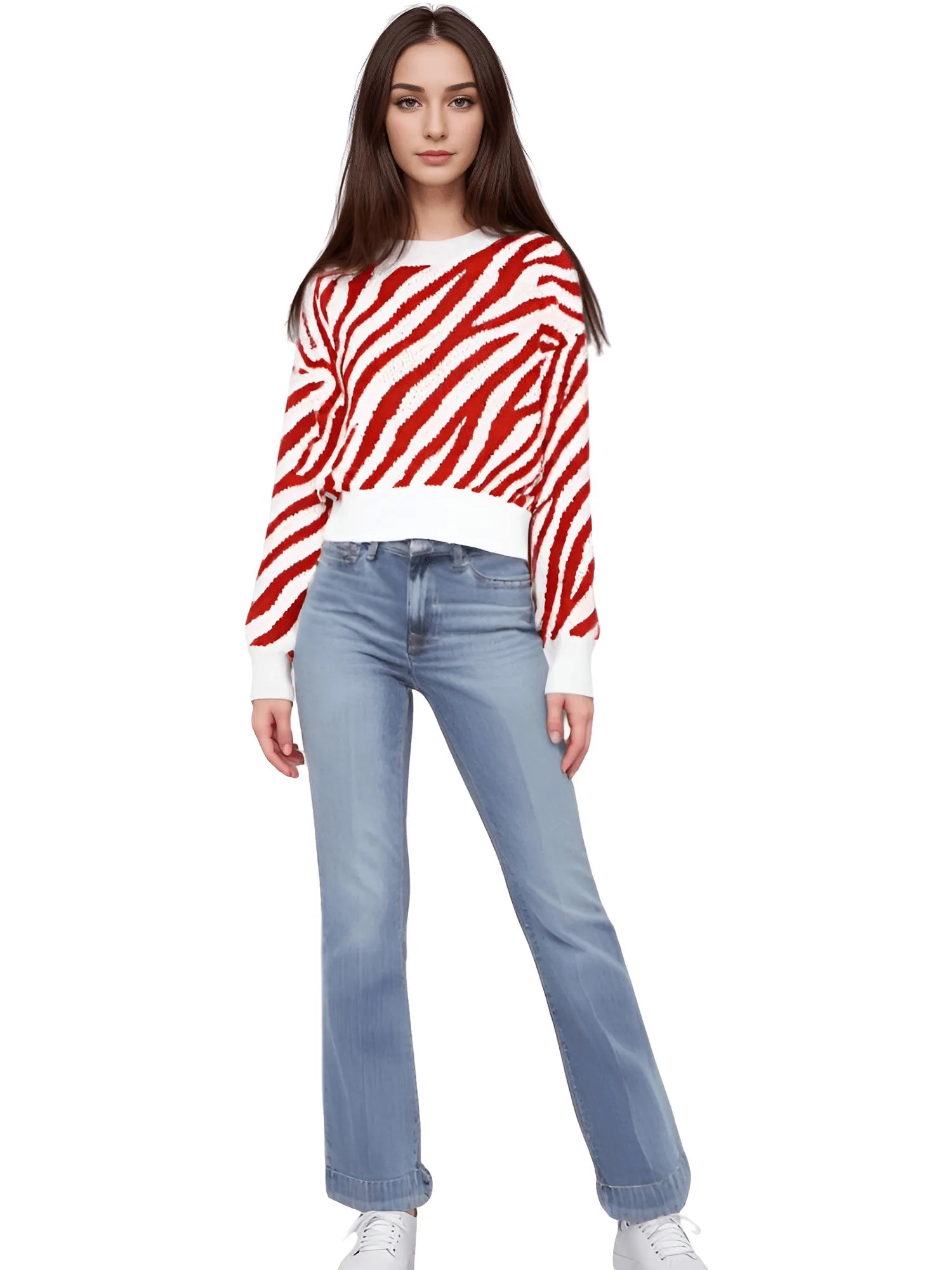 Fashion Women's Zebra Striped Sweater Stylish Sweaters Women Jumpers Casual Knit Loose Pullovers