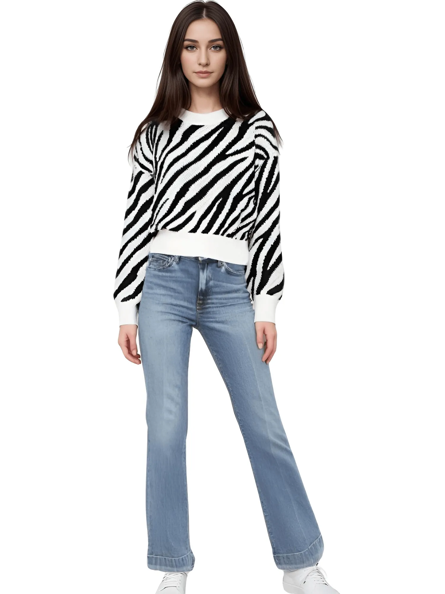 Fashion Women's Zebra Striped Sweater Stylish Sweaters Women Jumpers Casual Knit Loose Pullovers