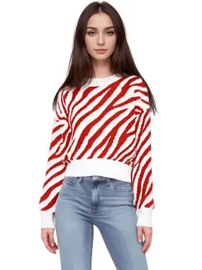 Fashion Women's Zebra Striped Sweater Stylish Sweaters Women Jumpers Casual Knit Loose Pullovers