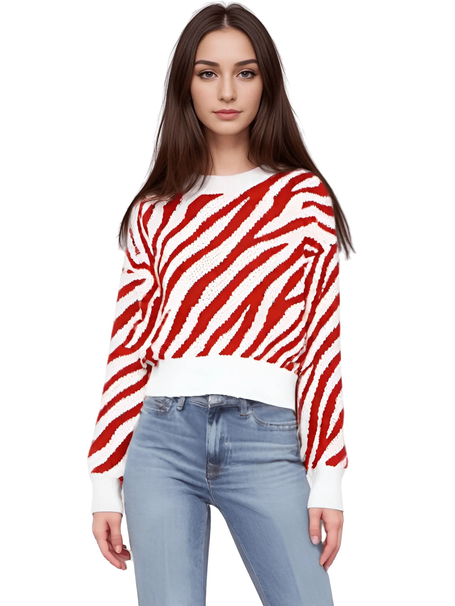 Fashion Women's Zebra Striped Sweater Stylish Sweaters Women Jumpers Casual Knit Loose Pullovers