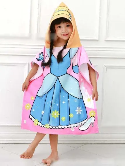 Girls Princess Themed Hooded Beach Towel