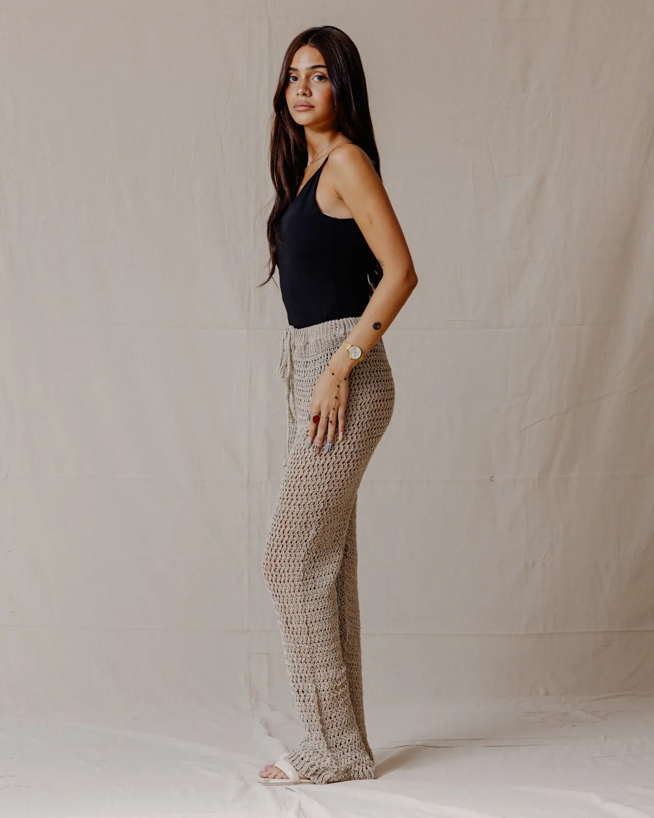 Handmade Crochet Pants Beige