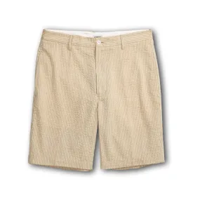 J. Peterman Men's Striped Classic-Fit Shorts - Bermuda Seersucker Dress Shorts - Tan and Cream