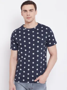 JUMP USA Men Navy Blue Printed Round Neck T-shirt