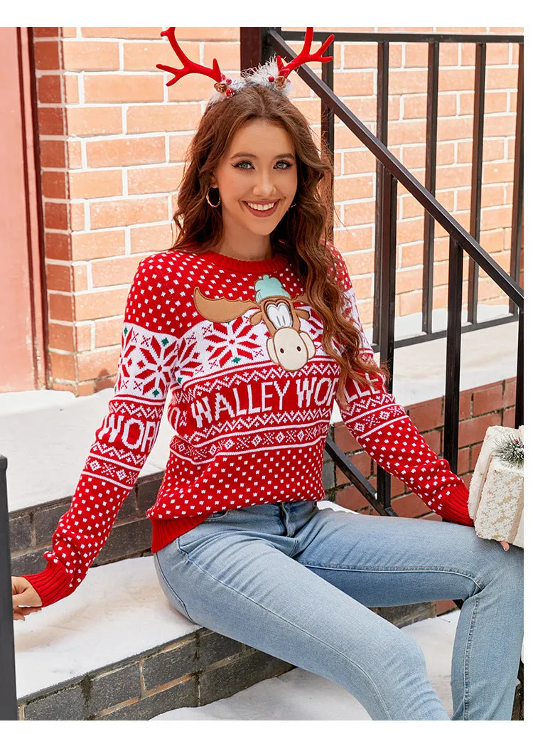 Kelly Christmas Knitted O-neck Loose Women Sweater