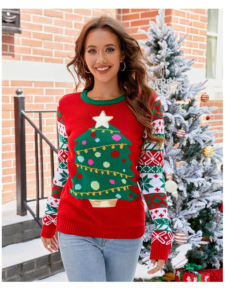 Kelly Christmas Knitted O-neck Loose Women Sweater