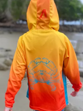 Kids Fishing Shirt - Hooded Mud Crab