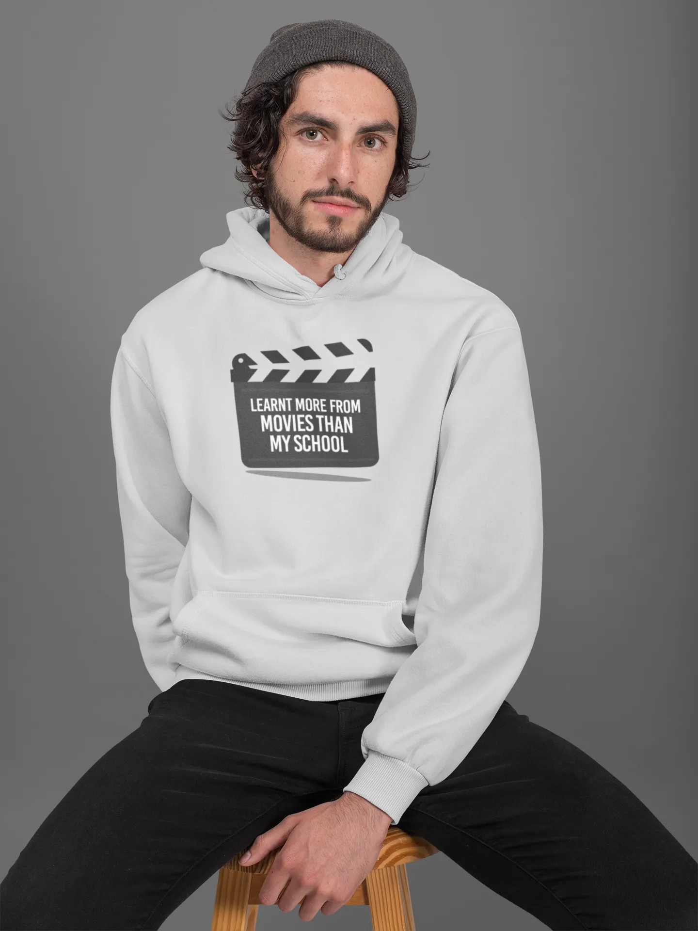 Learnt More From Movies Than my School Unisex Hoodie White