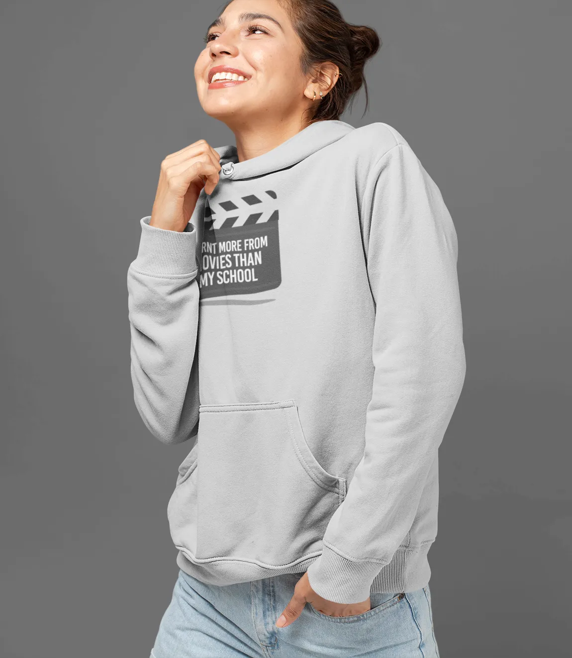 Learnt More From Movies Than my School Unisex Hoodie White