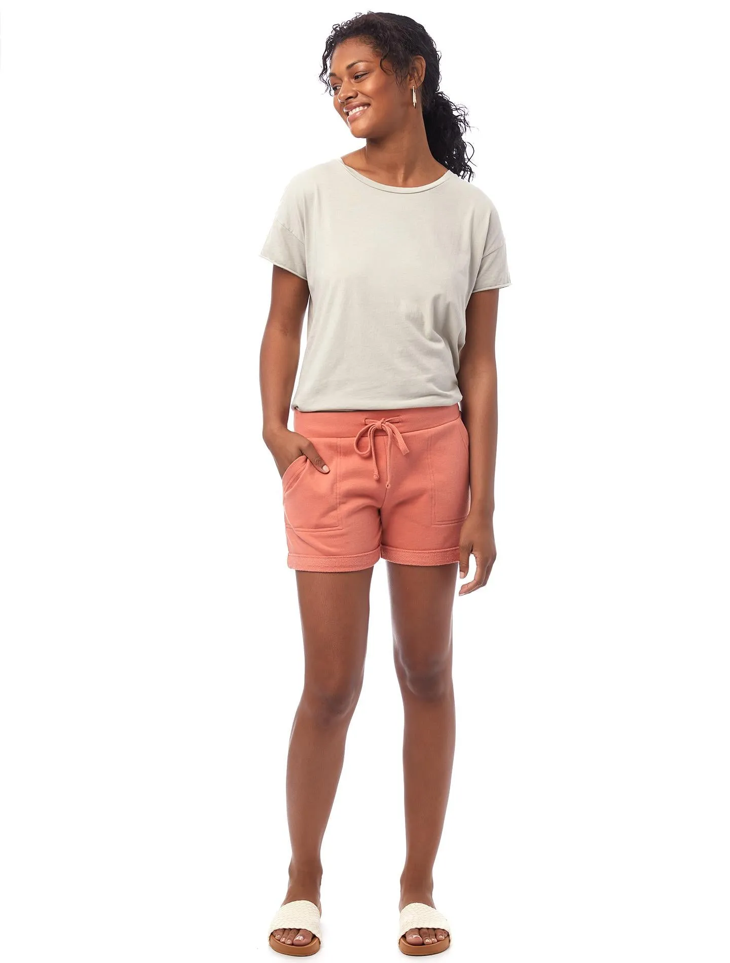 Lounge Lightweight French Terry Shorts (Sunset Coral)