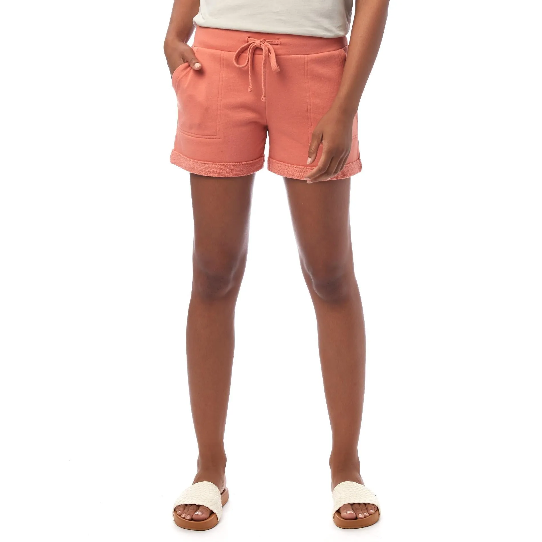 Lounge Lightweight French Terry Shorts (Sunset Coral)