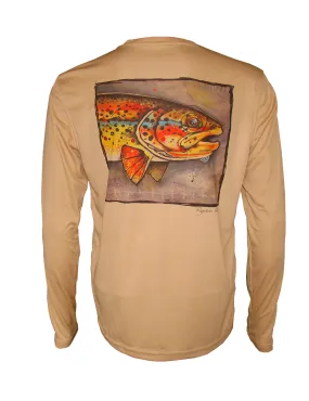 Men's Sun Protective Fishing Shirt Tan/Brown Trout