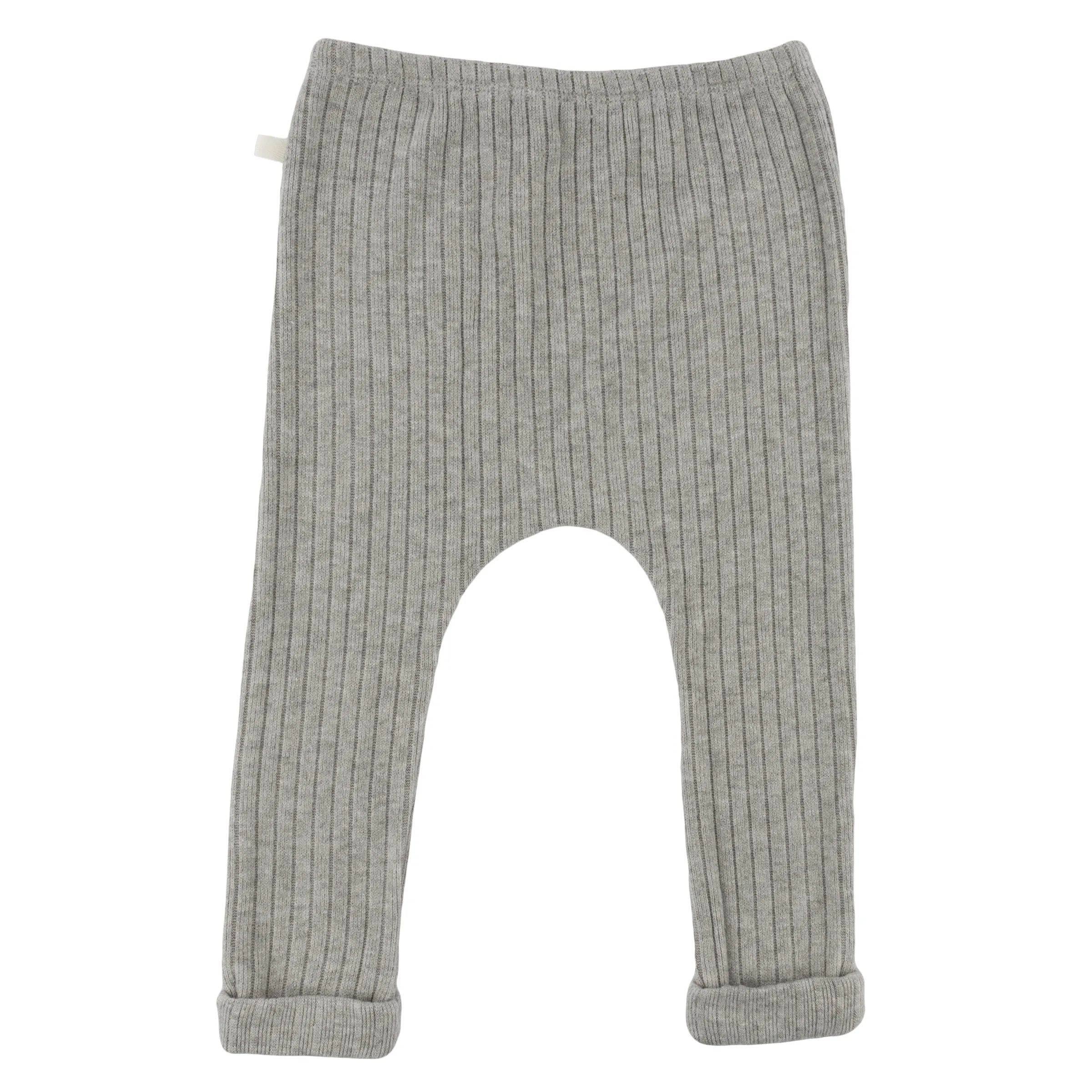 oh baby! Wide Rib Fuzzy Sweater Knit Patch Pant - Heather Gray