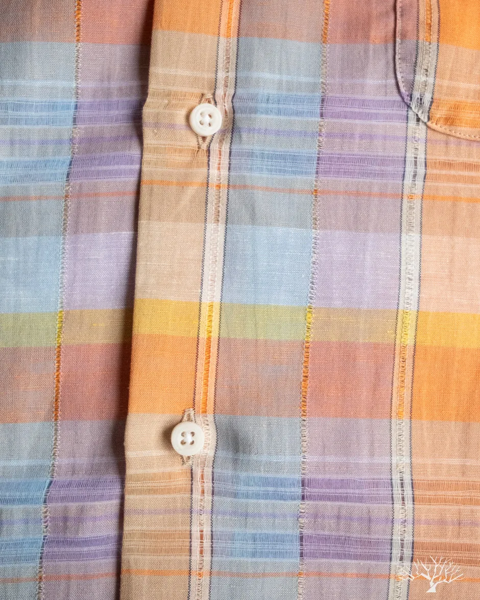 Orange Cotton Linen Ghost Weave Camp Shirt