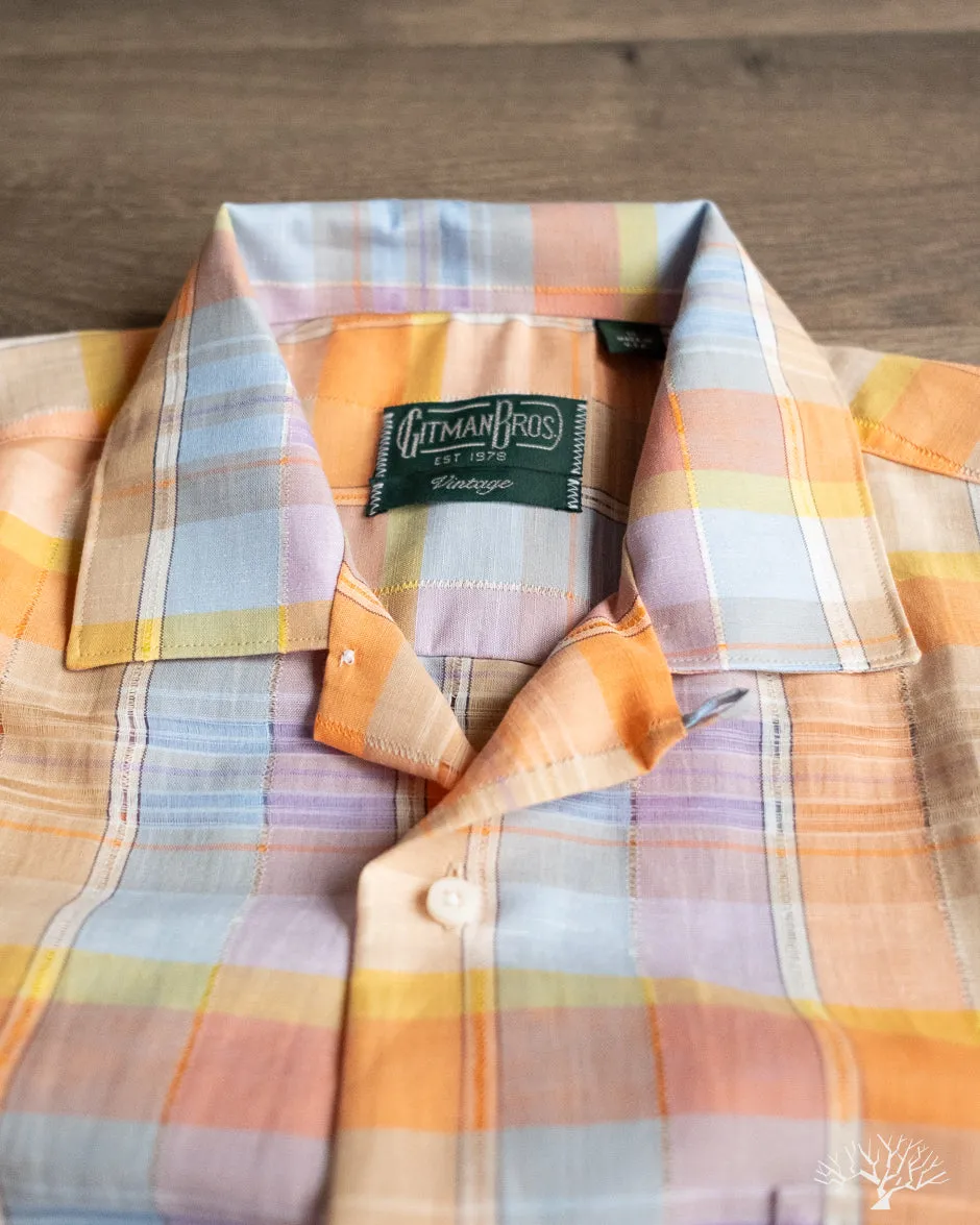 Orange Cotton Linen Ghost Weave Camp Shirt