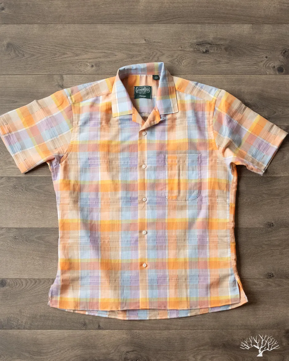 Orange Cotton Linen Ghost Weave Camp Shirt