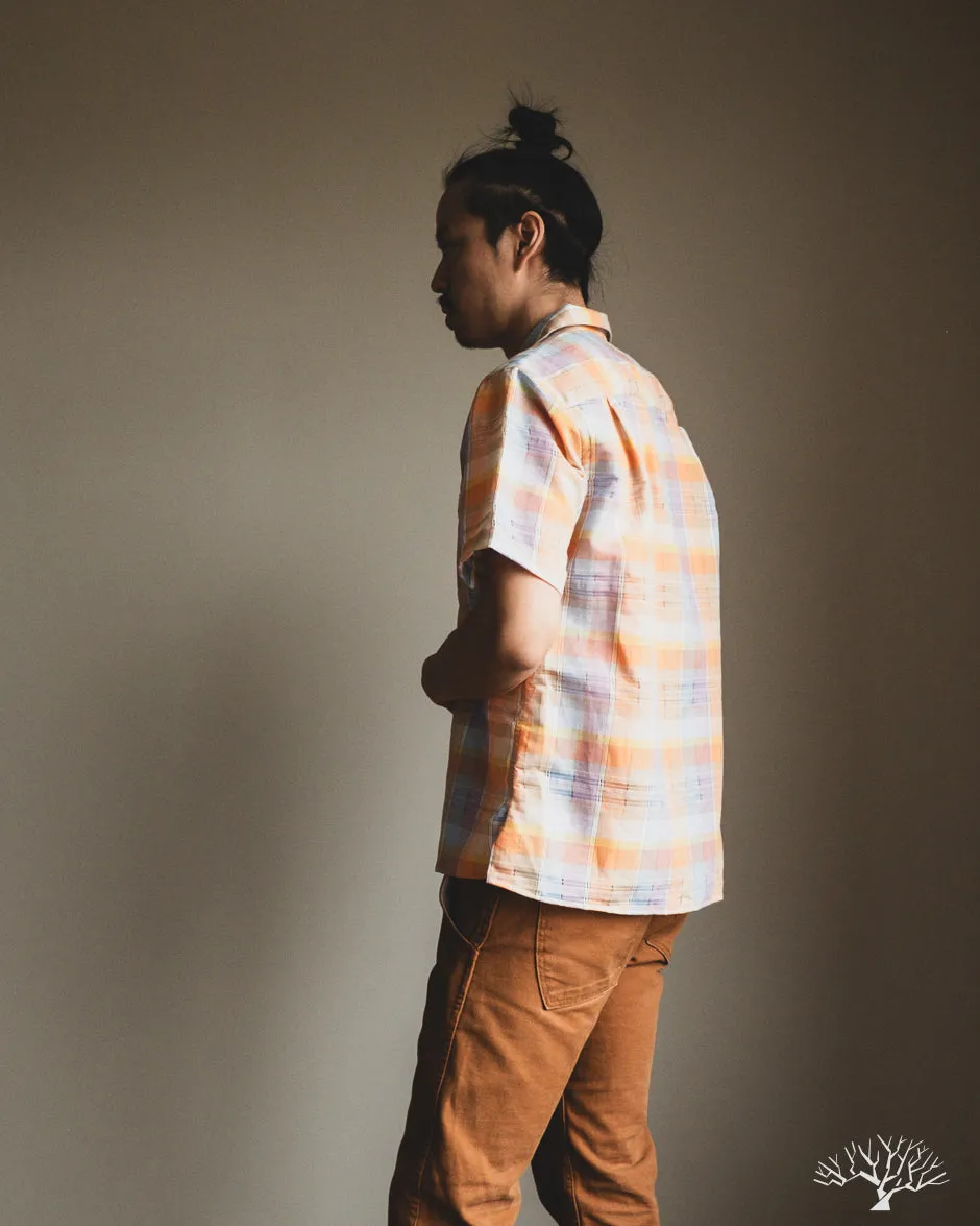 Orange Cotton Linen Ghost Weave Camp Shirt