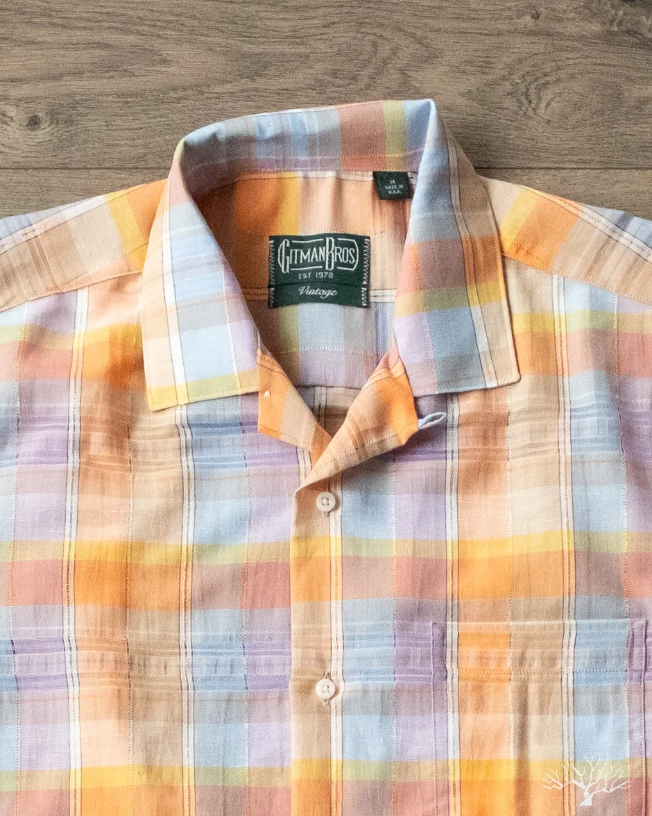 Orange Cotton Linen Ghost Weave Camp Shirt