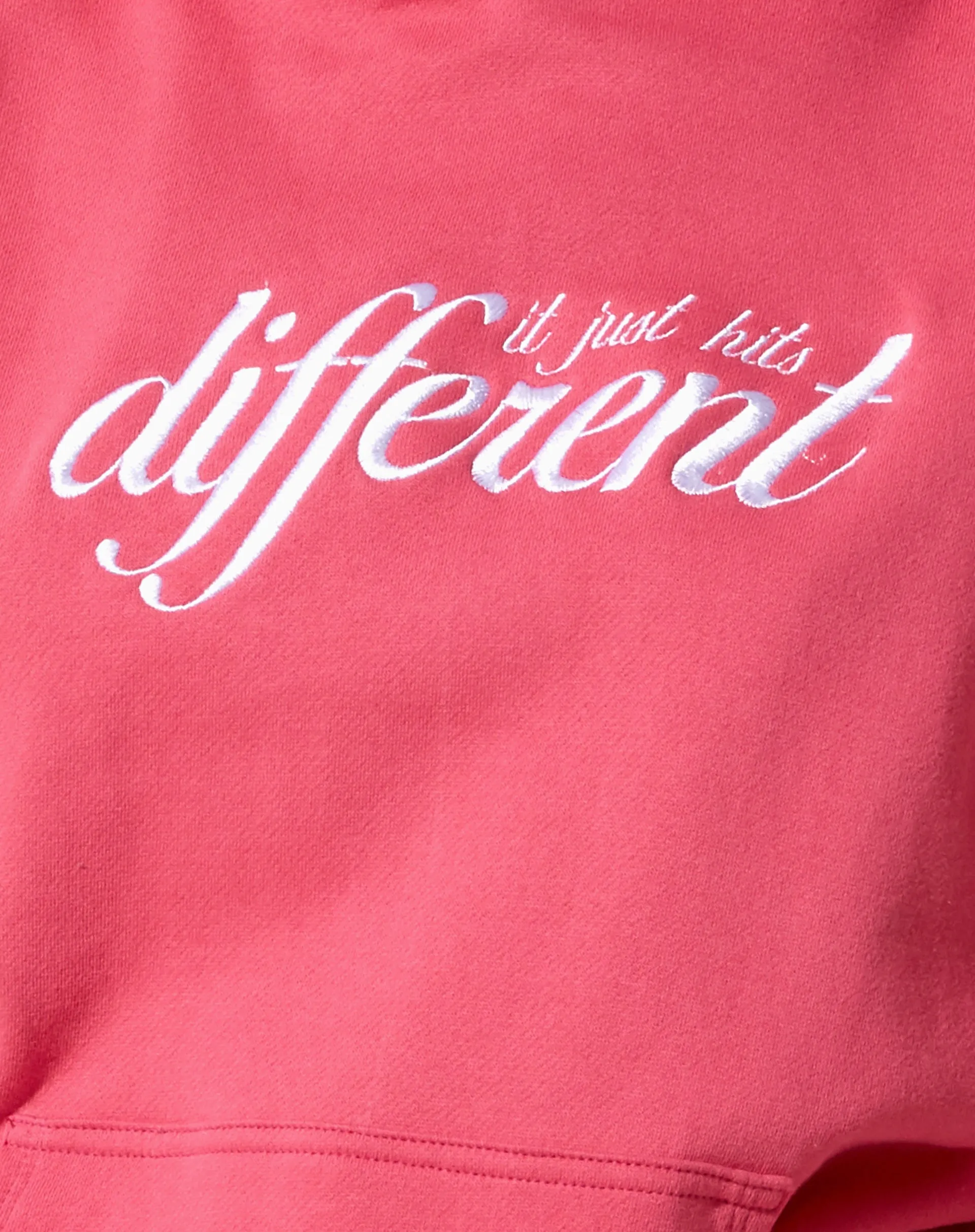 Oversize Hoodie in Fandango Pink with 'Different' Embro