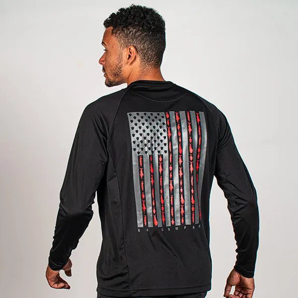 Performance Long Sleeve Shirt | Blackout Fins & Stripes