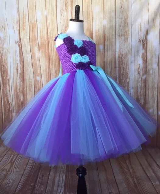 Purple and Aqua Flower Girl Tutu Dress