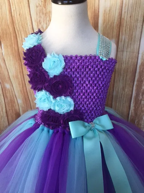 Purple and Aqua Flower Girl Tutu Dress