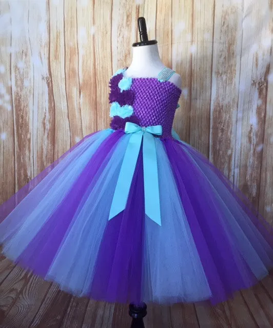 Purple and Aqua Flower Girl Tutu Dress