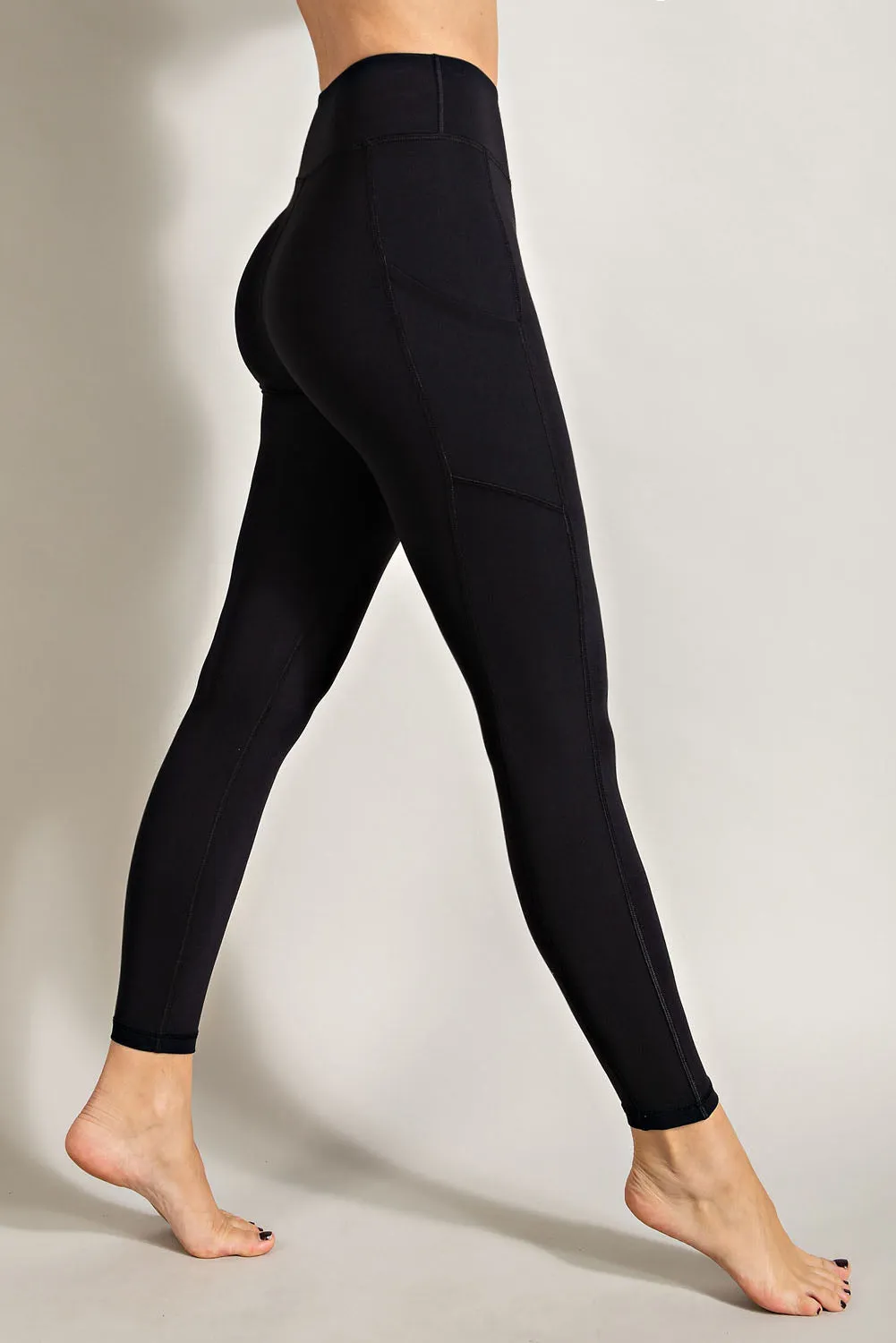 Rae Mode Full Length High Rise Leggings with Side Pockets (Black)