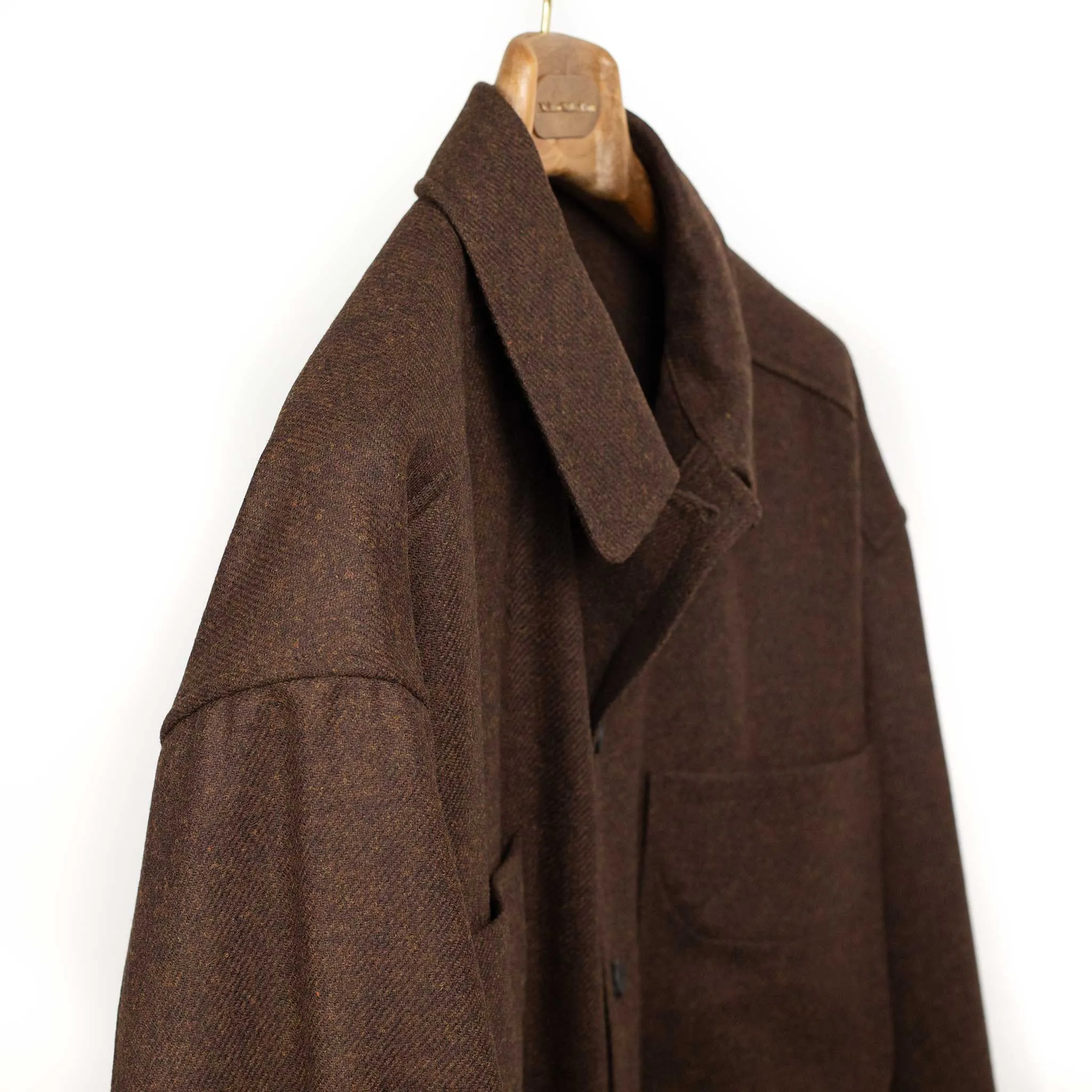 Relaxed shirt jacket in brown melange Abraham Moon wool twill