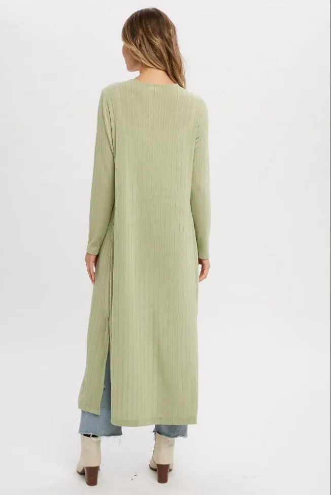 Ribbed Knit Maxi Cardigan