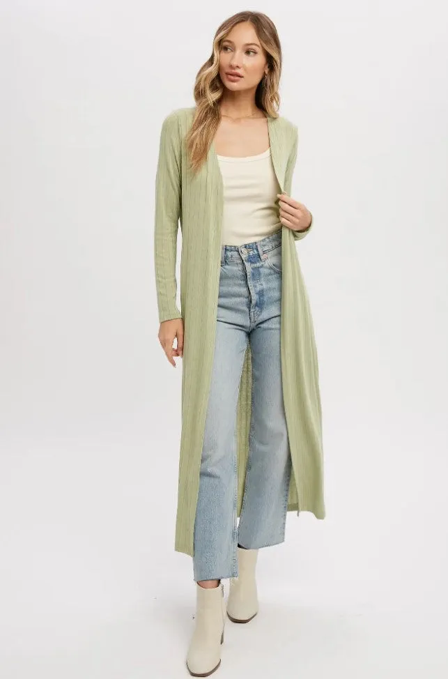 Ribbed Knit Maxi Cardigan