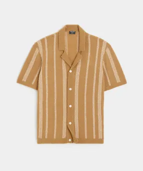 Striped Boucle Bungalow Polo in Dark Wheat